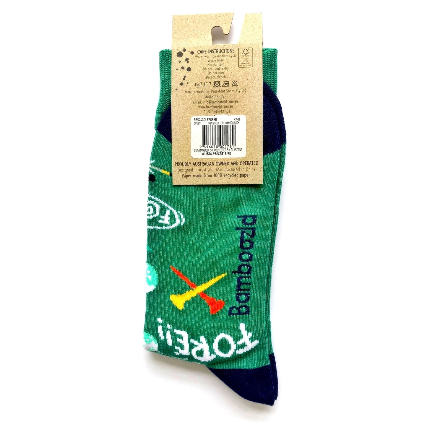 MENS BAMBOO SOCKS GOLF FORE GREEN