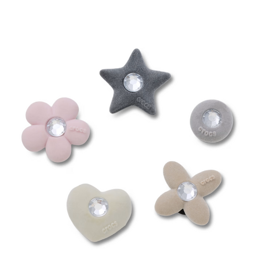 Jibbitz Pack - Rhinestone Flocked Shapes 5Pack