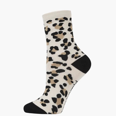 KIDS CHEETAH SPOTS BAMBOO SOCK BEIGE LGE