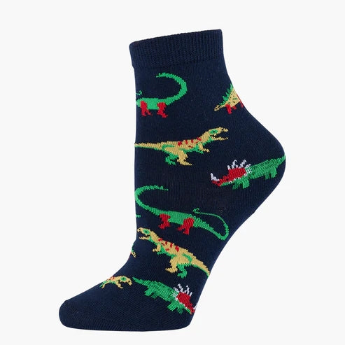 KIDS DINOSAURS BAMBOO SOCK NAVY MED