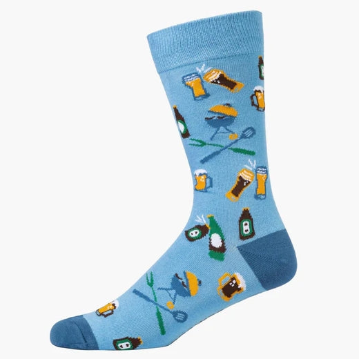 MENS BBQ KING BAMBOO SOCK - SKY