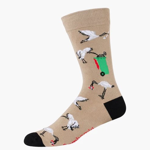 MENS BIN CHICKEN BAMBOO SOCK STONE