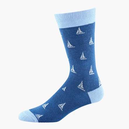 MENS DITSY SAILING BAMBOO SOCK BLUE