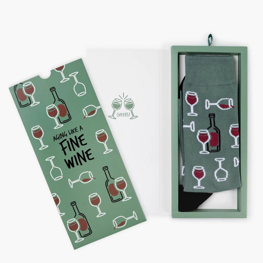 MENS FINE WINE BAMBOO SOCK CARD KHAKI