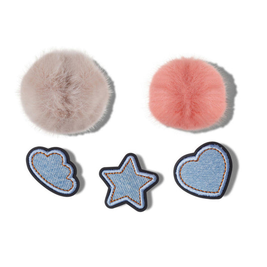Jibbitz Pack - Denim and Pink Puff