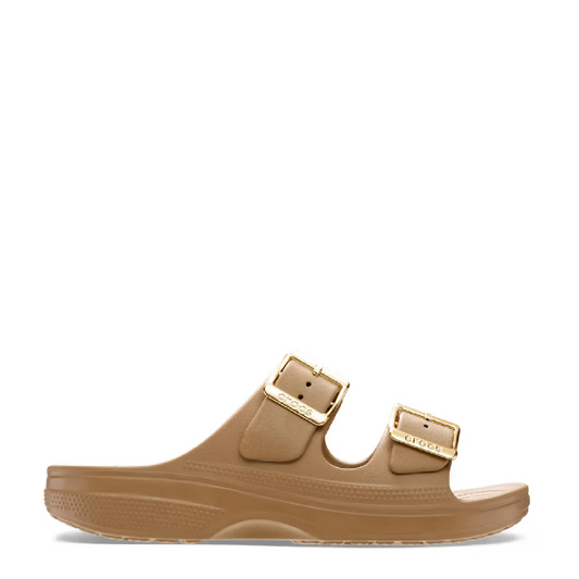 Crocs Womens Saturday Metallic Buckle Sandal Sepia