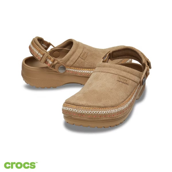 Crocs Adults Classic Crafted Vegan Suede Stitch Sepia
