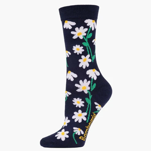 WOMENS DAISIES BAMBOO SOCK NAVY