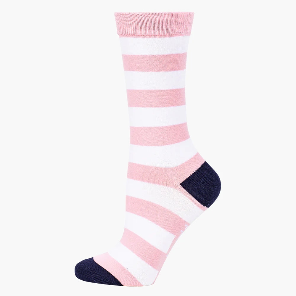 WOMENS STRIPES BAMBOO SOCK PINK