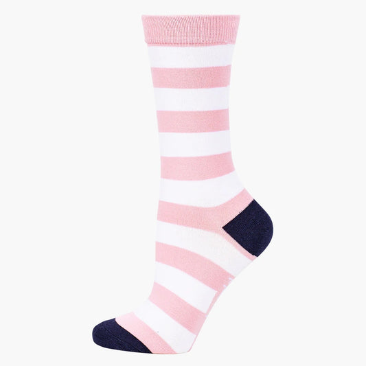 WOMENS STRIPES BAMBOO SOCK PINK