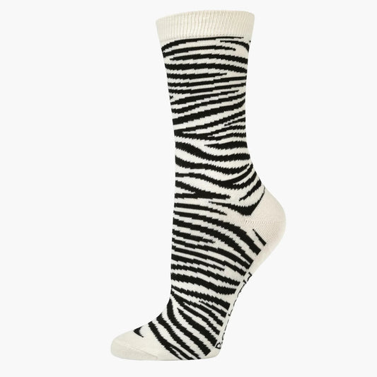 WOMENS ZEBRA STRIPES BAMBOO SOCK NATURAL
